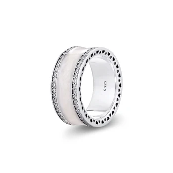 Inimile Semnătura Inel cu Argint și Email Clar CZ Reale Argint 925 Inele pentru Femei DIY Farmece Bijuterii anillos