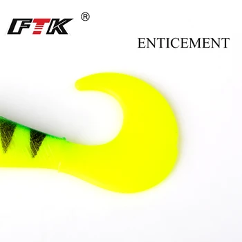 FTK 3D se Agită Pește Moale Corpul Wobbler 5pcs/multe Momeli de Pescuit Ușor momeli Inot Silicon Moale Momeala Crap Artificială Moale Ademeni T-coada