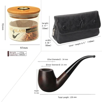 ▂ξ Fumător~de Vânzare Fierbinte Fumător Set EbonyWooden Țeavă+Mediu de Lemn Dulapioarele Cu higrometru+Negru Conducta de Pungi Cu Fumatul Dotari