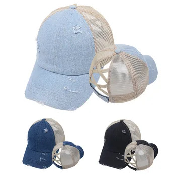 HanXi Spălat Coada De Cal Bumbac Șapcă De Baseball Pălărie De Vară Pentru Femei Pălărie Plasă De Capace În Afara Sportului Hip Hop Snapback Vizor