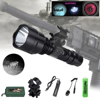 Infraroșu C8 Tactice de Vânătoare Lanterna 850NM 940NM Viziune de Noapte rezistent la apa Lanterna Lanterne LED-uri+18650+Incarcator+Mount+Switch+Cutie