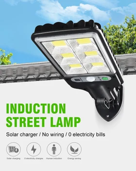 Porni automat COB Lampă Solară Senzorul de Mișcare PIR Wall Street Lumina Impermeabil Lumina Solara Lampă de Securitate Pentru Grădină în aer liber