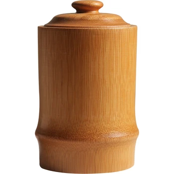 2018 Etanșare Nou Borcan De Bambus Canistra Ceai Mirodenii Sticle Rotunde Cutie De Depozitare Set De Ceai Instrument De Bucatarie Accesorii Organizator Caddy Ceai Cadou
