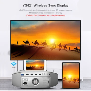 AAO Nativ 1080p Full HD, Proiector YG620 CONDUS Proyector 1920x 1080P Video 3D YG621 WiFi Wireless Multi-Ecran Proiector Home Theater