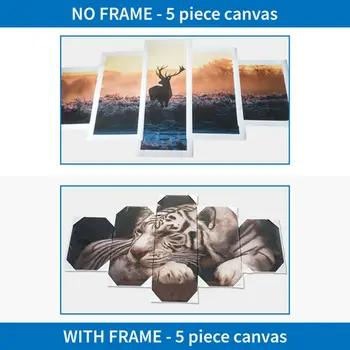 Panza HD Printuri Tablouri Decor Acasă 5 Piese Culoare Pene de Păun Postere Flori Roz Imagini Living Arta de Perete Cadru