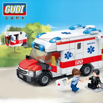 GUDI City Stație de Pompieri Ambulanta Avion Masina Blocuri Caramizi Asamblat Jucarii Educative Pentru Copii Compatibil Brinquedos