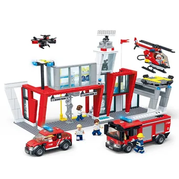 GUDI City Stație de Pompieri Ambulanta Avion Masina Blocuri Caramizi Asamblat Jucarii Educative Pentru Copii Compatibil Brinquedos