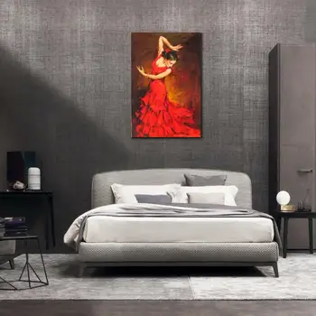 Frumoasa pictura in ulei de femei Flamenco Dansatoare spaniolă de sex Feminin opera de arta pe panza pictate manual, decor de perete