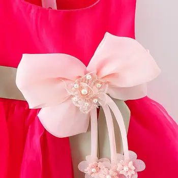 Micut 2019 vara haine copii fetite rochii de flori arc fete rochii pentru petrecere si de nunta printesa rochie de petrecere