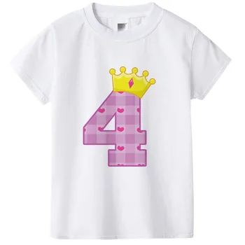 1-8 Scrisoare de Imprimare Ziua Tricou Maneca Scurta O-gât de Vară pentru Copii Drăguț Haine Amuzant Cadou Digital T-shirt KT-2082