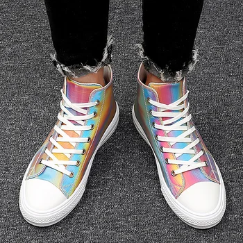Bărbați Moda s-a Schimbat Culoare Cu Lumina Curcubeu Casual Shoes High Top Sneaker de Toamnă Oameni Noi Pantofi 2020 de Mers pe jos de Pantofi Zapatillas