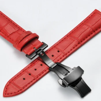 Piele naturala Watchbands 12 14 16 17 18 19 20 mm Universal de Ceas din Oțel Fluture incuietoare Cataramă de Curea Încheietura Curea Bratara + Instrument
