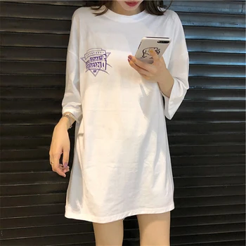Tricouri Femei pe Jumătate Maneca O-Gât Prelungi Liber Streetwear Scrisoare de Imprimare Șic Haine de Vară Harajuku Moale Subțire All-meci