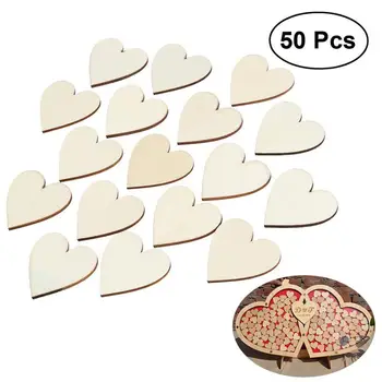 50pcs 50mm Inima de Lemn de Masa din Lemn Confetti, Ornamente Risipește Invitații la Masă Decor Rustic Nunti si Evenimente