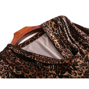 Toamna Femei Bluza Din Catifea Cu Maneci Lungi Sexy Leopard De Imprimare Bluza Lady Office Casual Pierde Topuri Plus Dimensiune