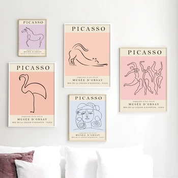 Picasso, Matisse Flamingo Pinguin Cat Abstracte De Arta Pe Panza Pictura Nordică Postere Si Printuri Poze De Perete Pentru Living Decorul Camerei