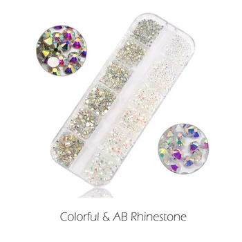 3D AB Pietre de Diamant, Cuie Sclipici Unghii Stras Cristal Acrilic Nail Art Decor 12Box/Set