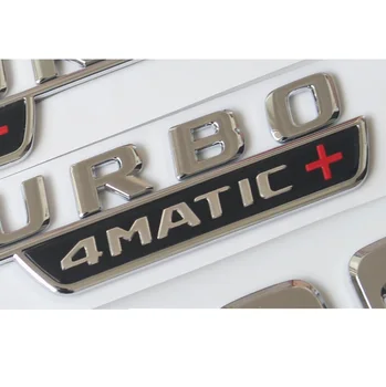 1 pereche Chrome Negru V8 BITURBO 4MATIC+ Fender Litere Insigna Emblema Embleme, Insigne pentru Mercedes Benz AMG 4MATIC + 2017-2020