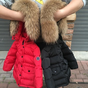 2020 în Jos jacheta pentru copii hanorac pentru fete de moda cu glugă din blană mari copii haina de iarna Mid-lungime haine băiat copil snowsuit îngroșa
