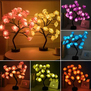 LED Masă Lampă Lumini Floare Trandafir Copac USB Lumini de Noapte Vacanță Lumini Zână Casa Decor de Crăciun de Nunta Decor Dormitor