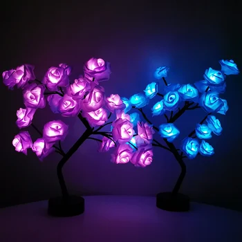 LED Masă Lampă Lumini Floare Trandafir Copac USB Lumini de Noapte Vacanță Lumini Zână Casa Decor de Crăciun de Nunta Decor Dormitor