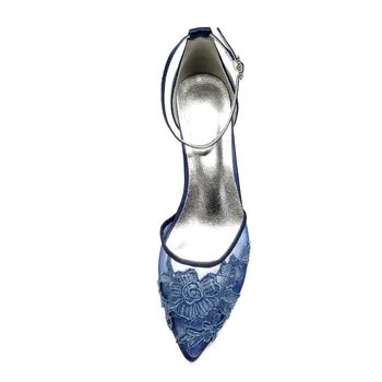 Creativesugar vedea prin aplicatiile de dantela subliniat toe pantofi de damă curea glezna elegant de mireasa domnisoara de onoare la nunta pantofi cu tocuri mai mici