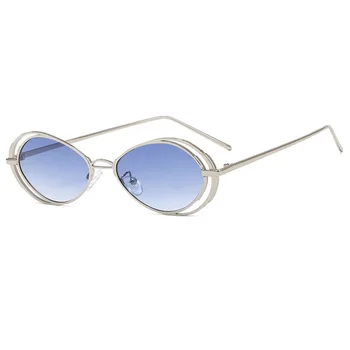 Vintage Oval Mic ochelari de Soare Femei Retro Punk Ochelari de Soare Barbati Steampunk Ochelari Nuanțe Metalice Oculos Unisex Ochelari de UV400