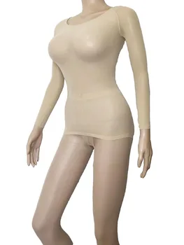 Pur Sexy Skinny, Bluza De Sus Leggins-Uri Chilot Set De Lenjerie Pentru Femei Vedea Prin Maneca Lunga Lenjerie Body Colanti