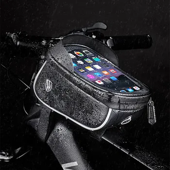 Biciclete Biciclete Bages Impermeabil 6.2 Inch Biciclete Cadru Frontal de Sus Cub de Telefon Telefon cu Touch Screen Sac de Depozitare Pentru MTB Biciclete Rutier Panniers