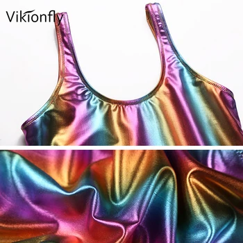 Vikionfly Strălucitoare-O Singură Bucată De Costume De Baie Femei 2020 Tanga Push-Up Onepiece Reflectorizante Costume De Baie Pentru Femei Costum De Baie Înot Aur