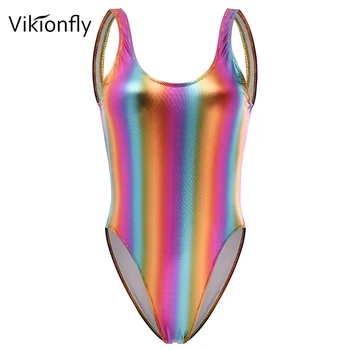 Vikionfly Strălucitoare-O Singură Bucată De Costume De Baie Femei 2020 Tanga Push-Up Onepiece Reflectorizante Costume De Baie Pentru Femei Costum De Baie Înot Aur